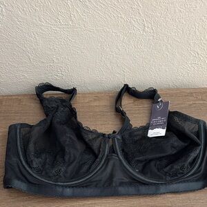 Lane Bryant Cacique Unlined Balconette Floral Lace Bra 44D Women’s Black